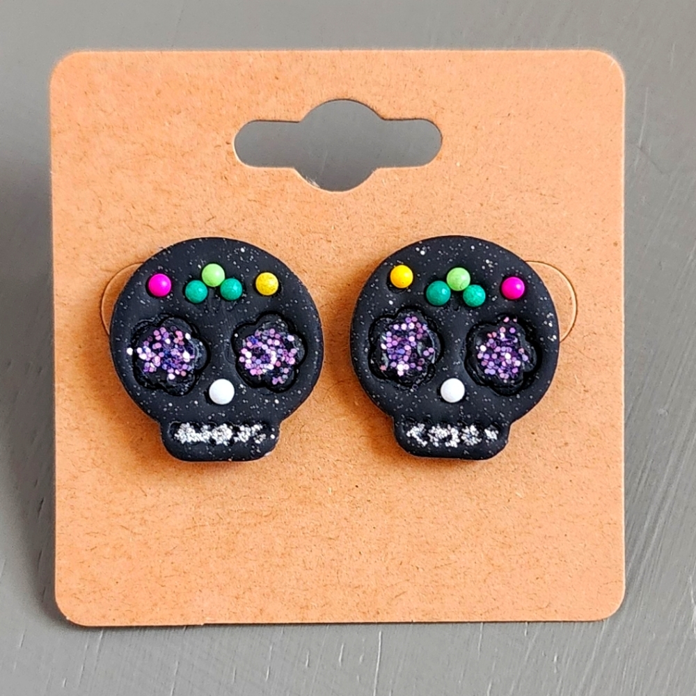 Black Skull Stud Earrings